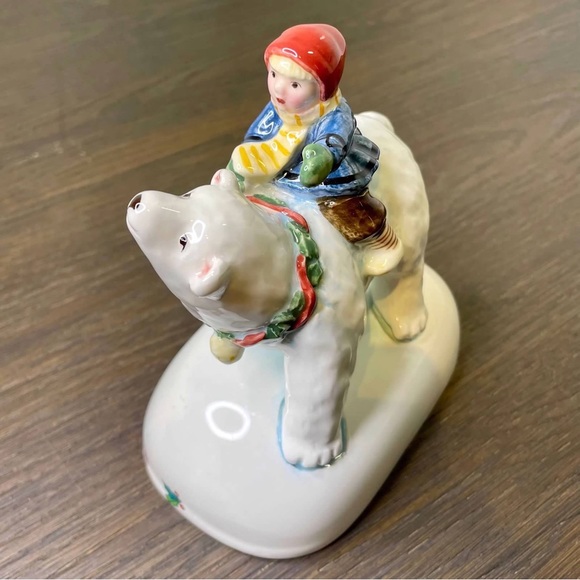 ME Ink Vintage 1995 Engelbreit Polar Bear Child Nature Genius Figurine Charpente - Picture 4 of 9